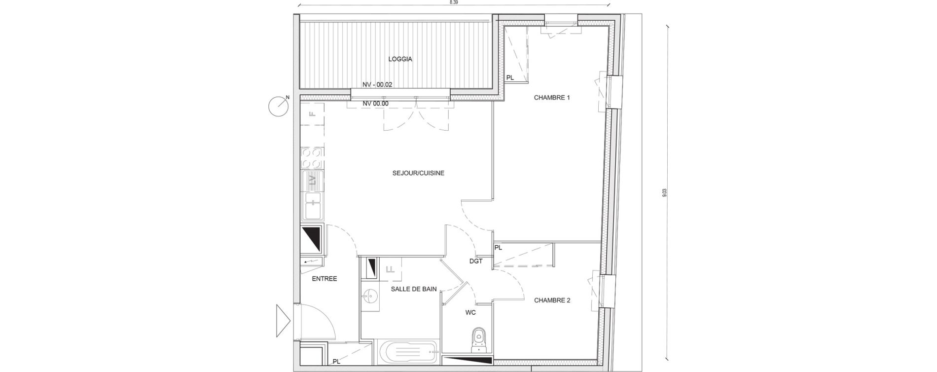 Appartement T3 de 60,59 m2 &agrave; Villepinte Hopital