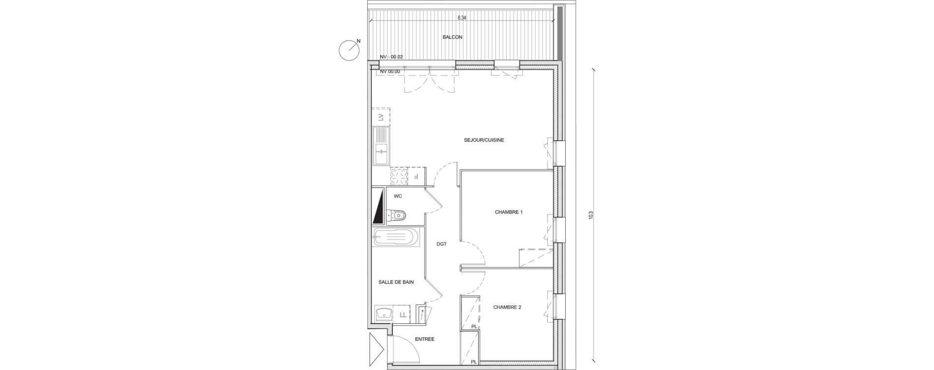 Appartement T3 de 62,98 m2 &agrave; Villepinte Hopital