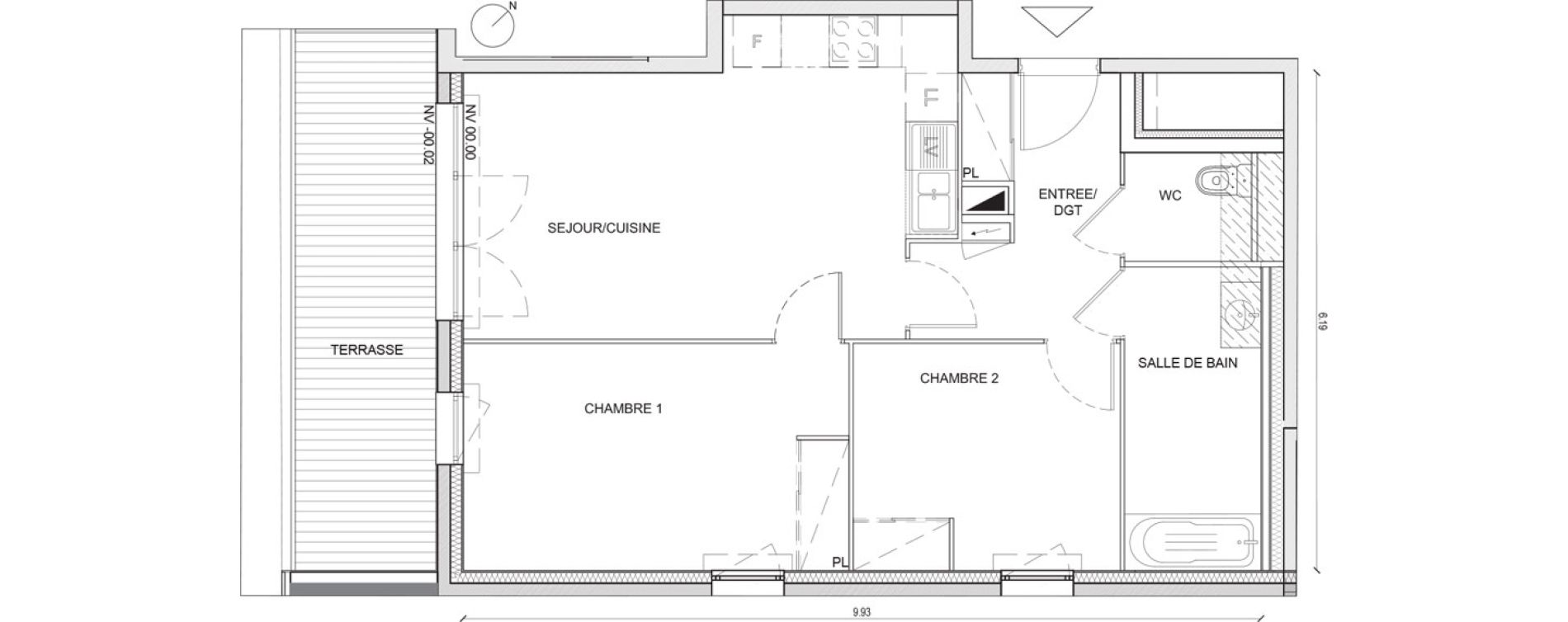 Appartement T3 de 59,95 m2 &agrave; Villepinte Hopital