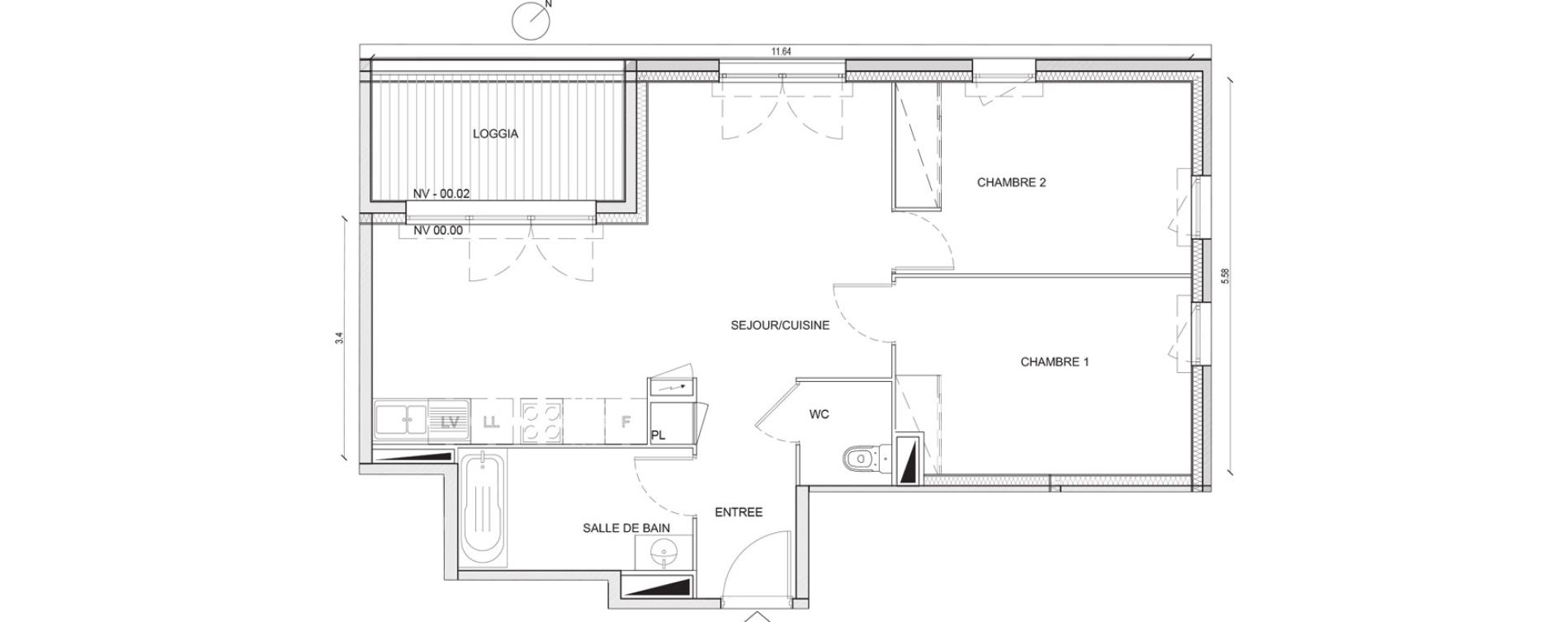 Appartement T3 de 62,34 m2 &agrave; Villepinte Hopital