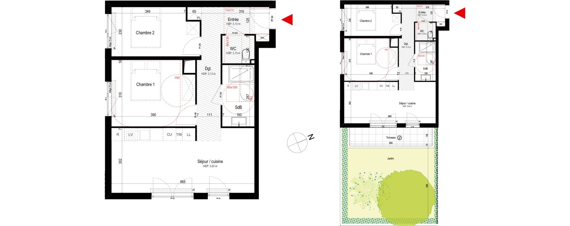 Appartement T3 de 56,11 m2 &agrave; Villepinte La p&eacute;pini&egrave;re