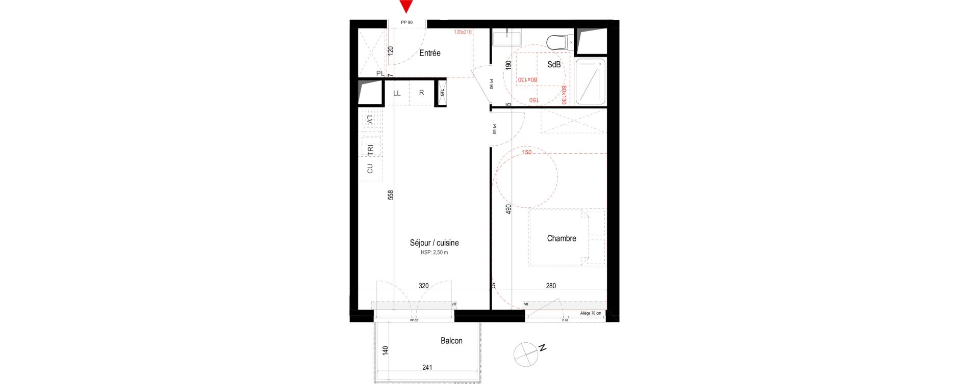 Appartement T2 de 39,75 m2 &agrave; Villepinte La p&eacute;pini&egrave;re