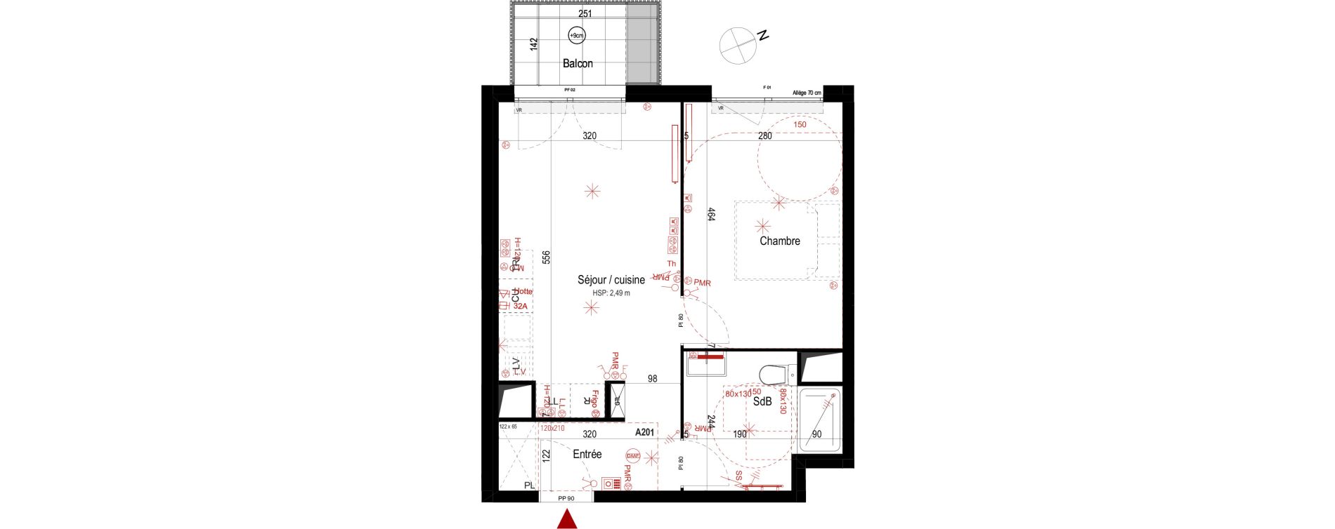 Appartement T2 de 39,25 m2 &agrave; Villepinte La p&eacute;pini&egrave;re