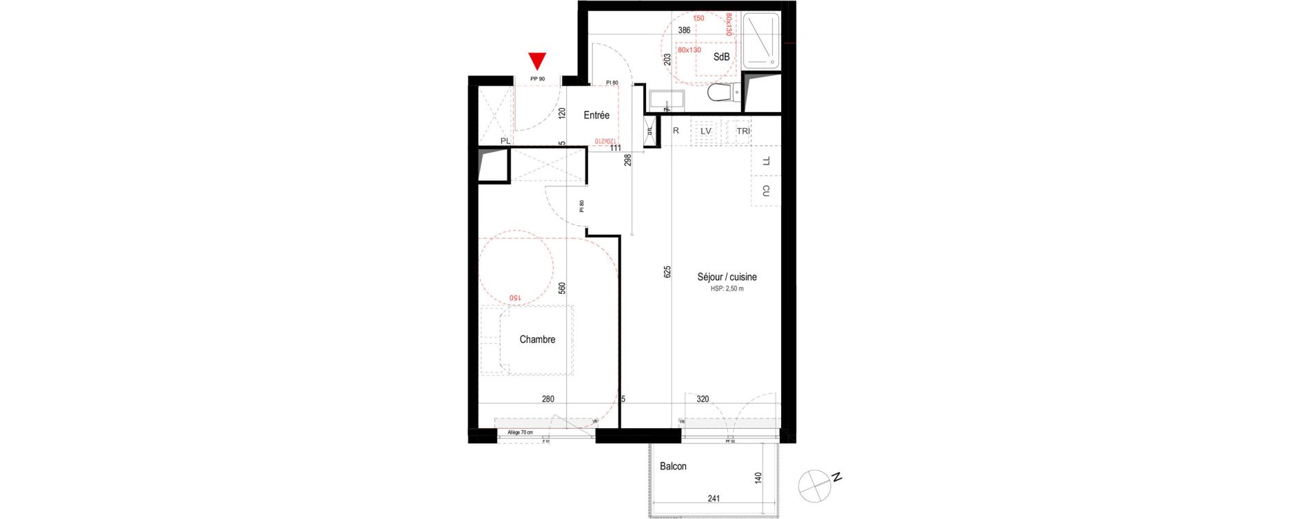Appartement T2 de 45,37 m2 &agrave; Villepinte La p&eacute;pini&egrave;re
