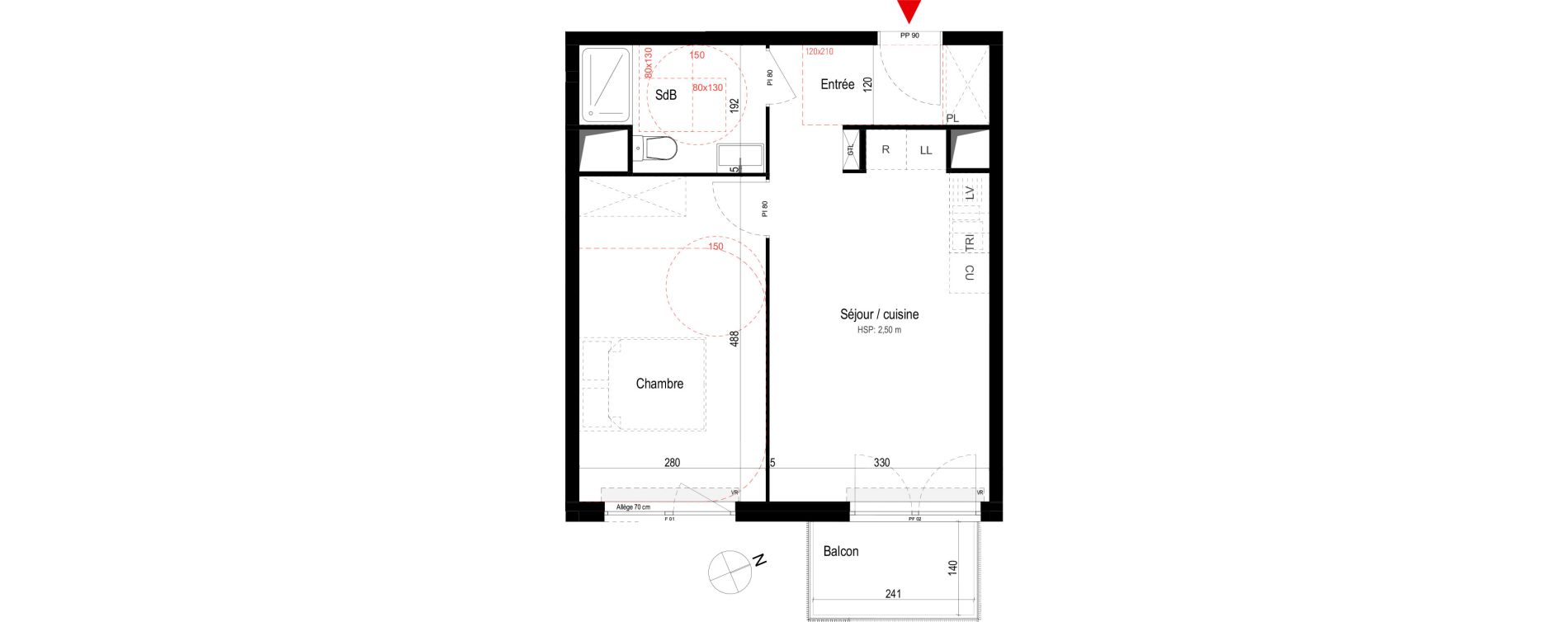 Appartement T2 de 40,41 m2 &agrave; Villepinte La p&eacute;pini&egrave;re
