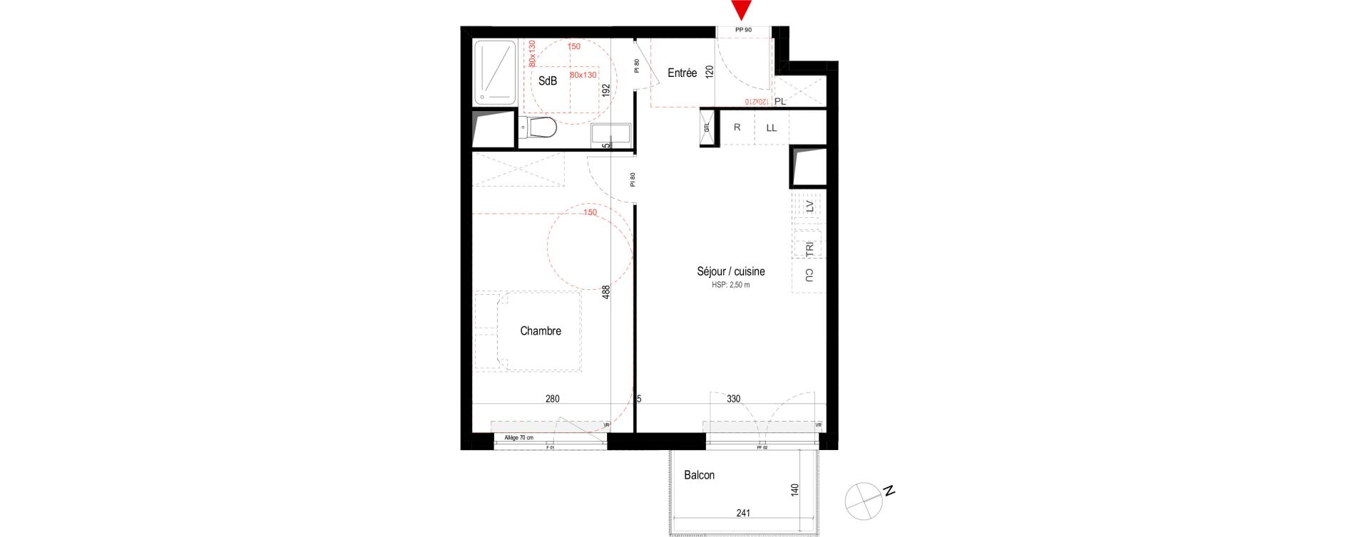 Appartement T2 de 39,80 m2 &agrave; Villepinte La p&eacute;pini&egrave;re
