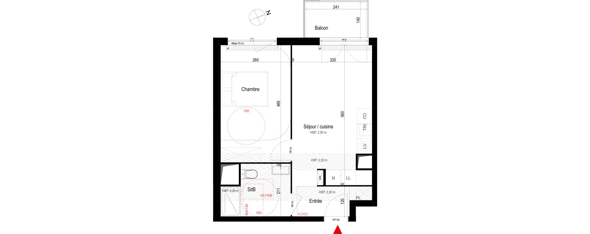 Appartement T2 de 39,05 m2 &agrave; Villepinte La p&eacute;pini&egrave;re