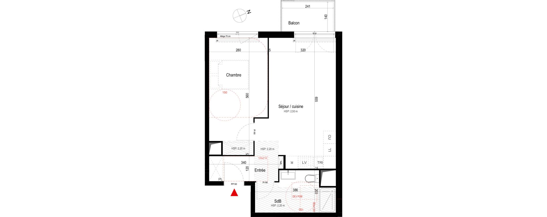 Appartement T2 de 45,42 m2 &agrave; Villepinte La p&eacute;pini&egrave;re
