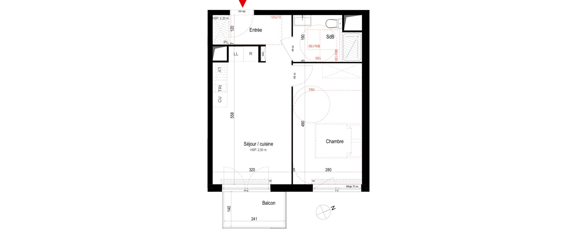 Appartement T2 de 39,74 m2 &agrave; Villepinte La p&eacute;pini&egrave;re