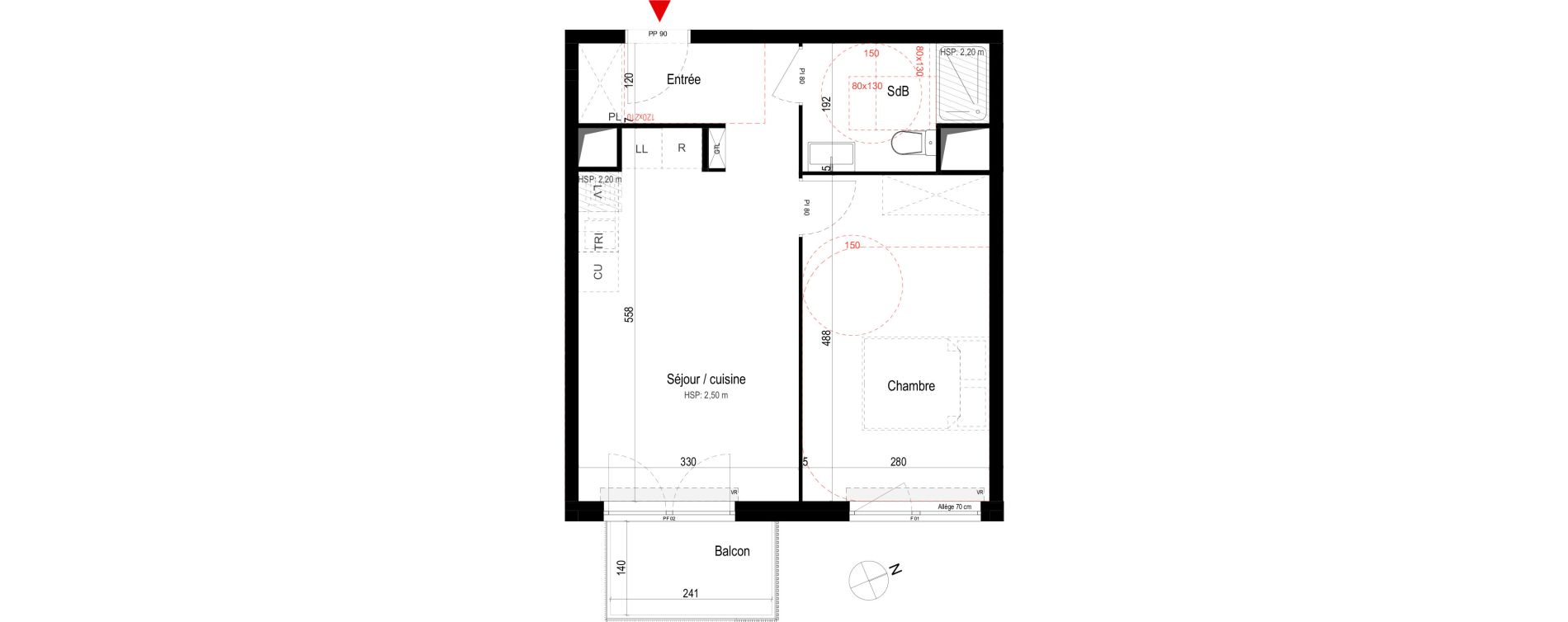 Appartement T2 de 40,42 m2 &agrave; Villepinte La p&eacute;pini&egrave;re