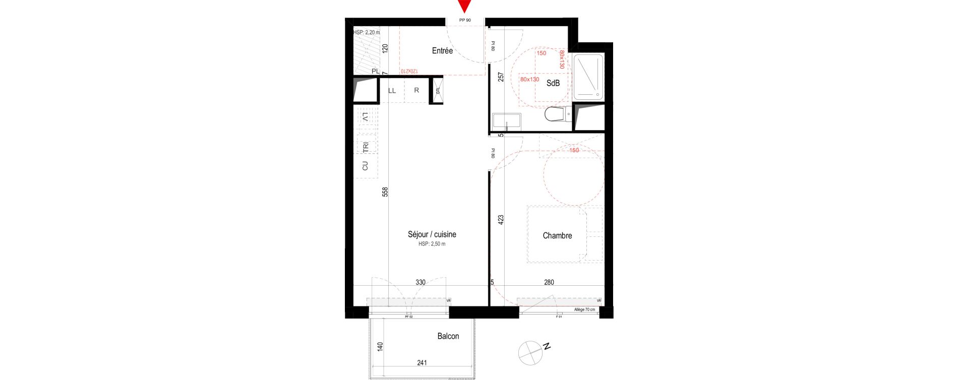 Appartement T2 de 39,83 m2 &agrave; Villepinte La p&eacute;pini&egrave;re