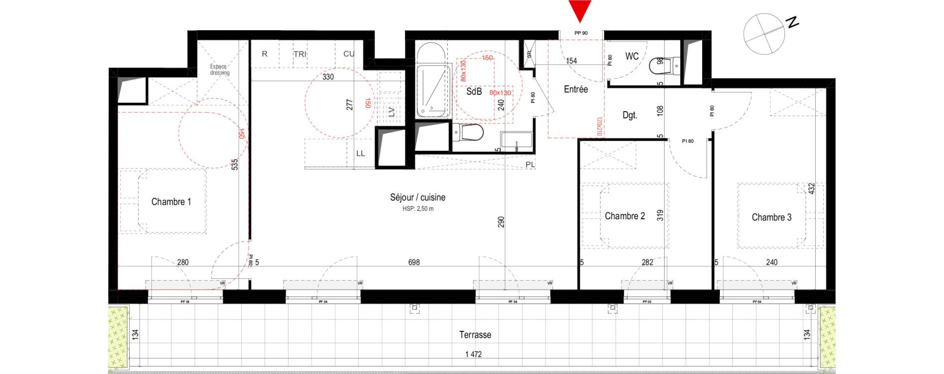 Appartement T4 de 72,51 m2 &agrave; Villepinte La p&eacute;pini&egrave;re