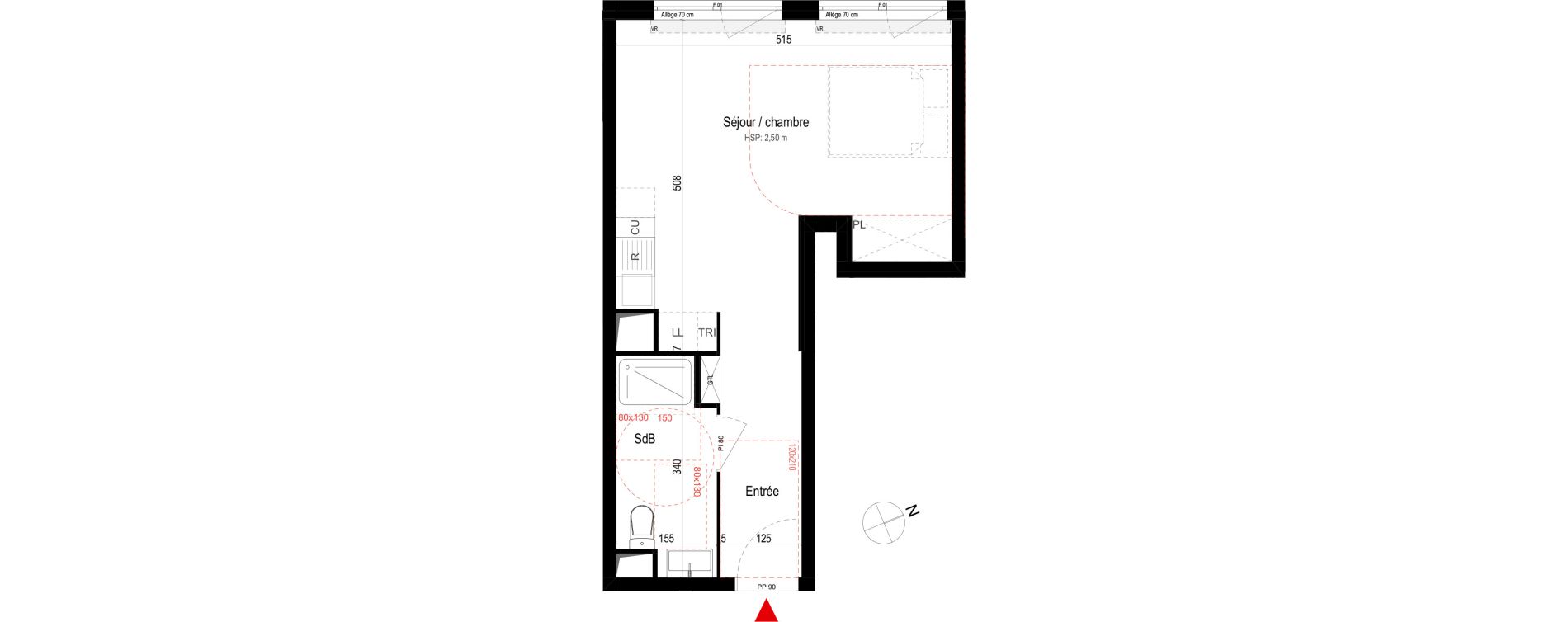 Appartement T1 de 31,16 m2 &agrave; Villepinte La p&eacute;pini&egrave;re