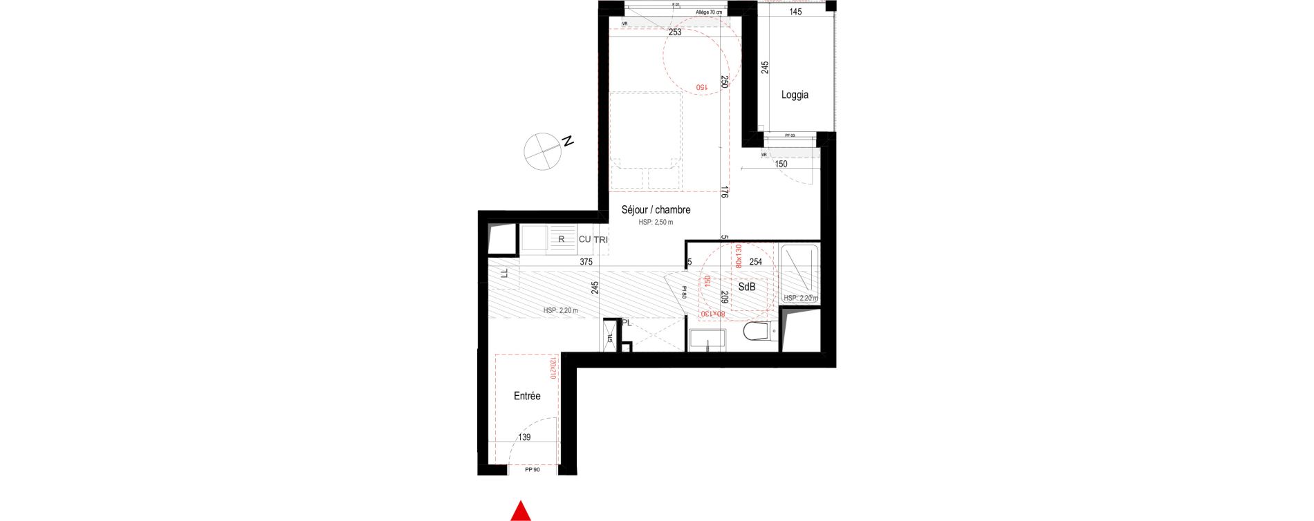 Appartement T1 de 29,26 m2 &agrave; Villepinte La p&eacute;pini&egrave;re