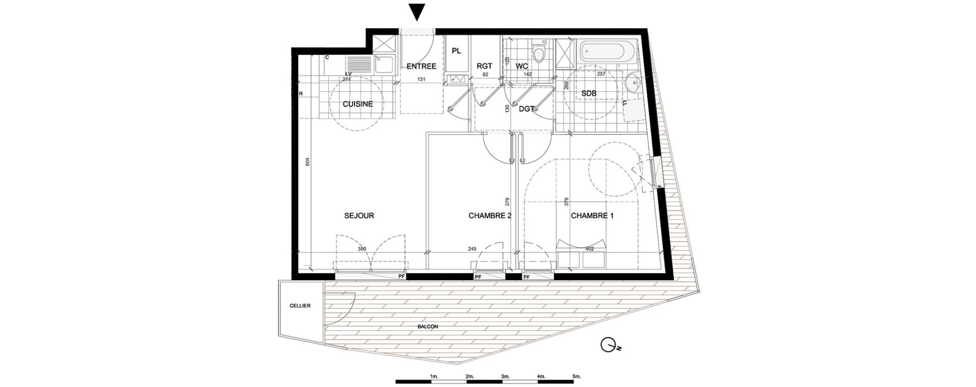 Appartement T3 de 61,30 m2 &agrave; Villepinte La p&eacute;pini&egrave;re