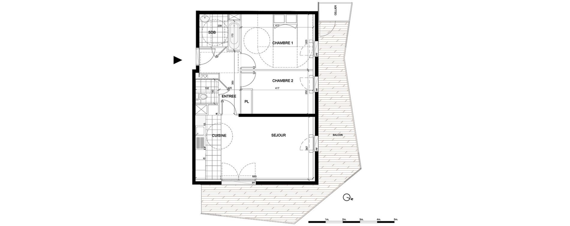 Appartement T3 de 62,54 m2 &agrave; Villepinte La p&eacute;pini&egrave;re