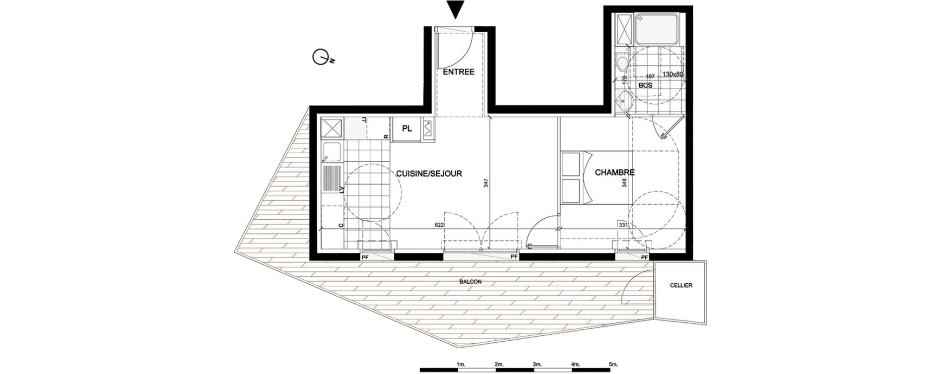 Appartement T2 de 40,45 m2 &agrave; Villepinte La p&eacute;pini&egrave;re