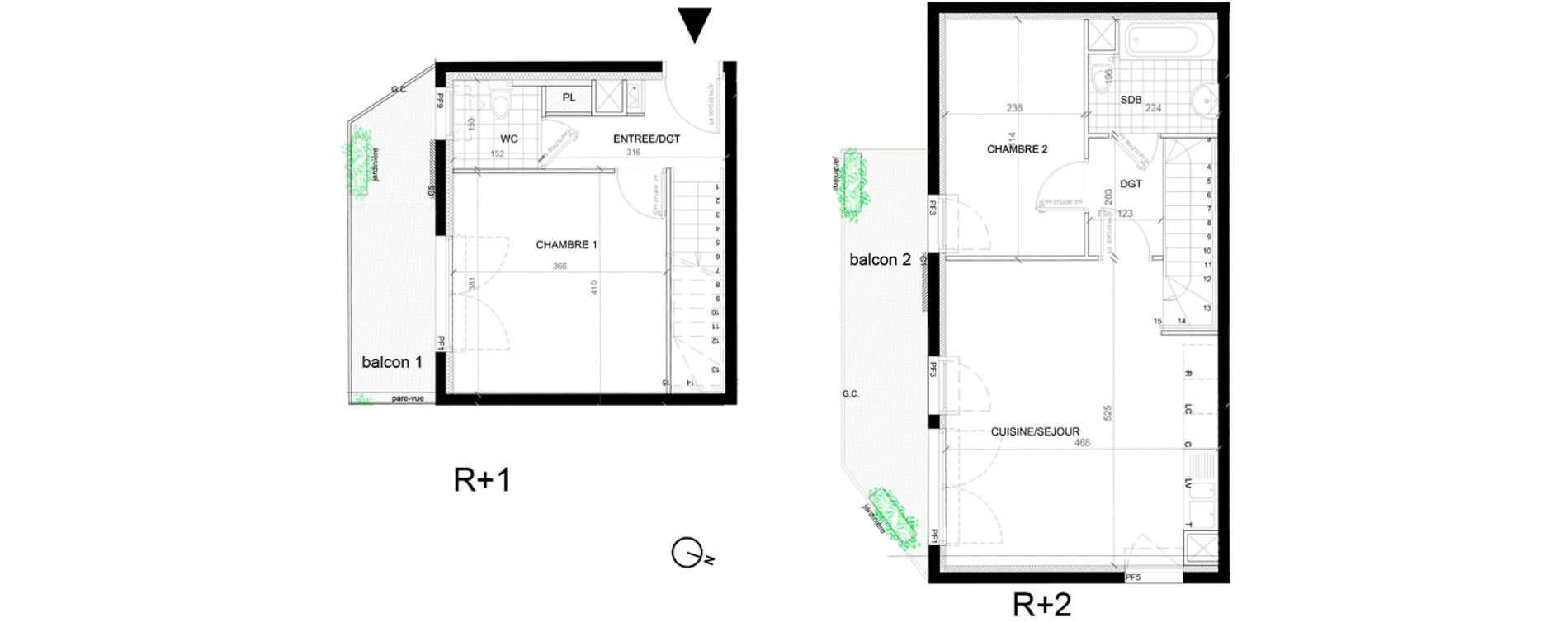 Duplex T3 de 58,08 m2 &agrave; Villepinte La p&eacute;pini&egrave;re