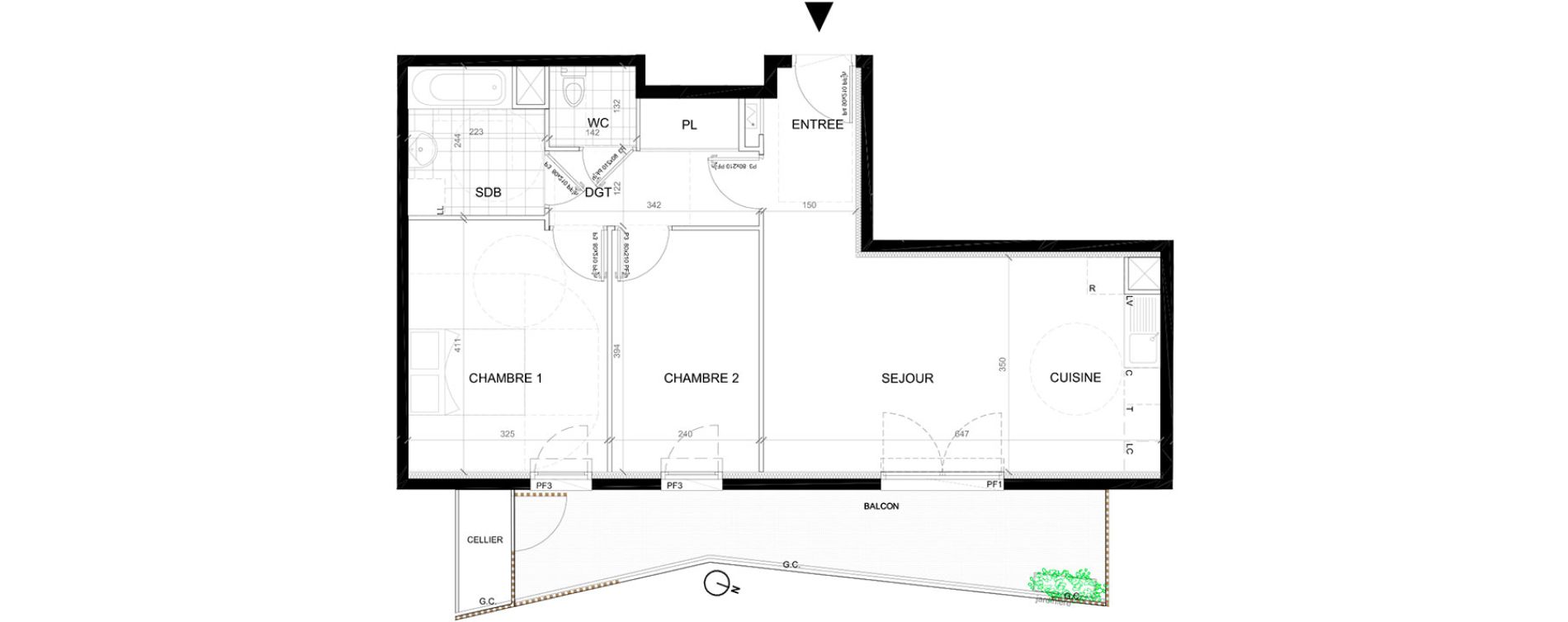 Appartement T3 de 61,98 m2 &agrave; Villepinte La p&eacute;pini&egrave;re
