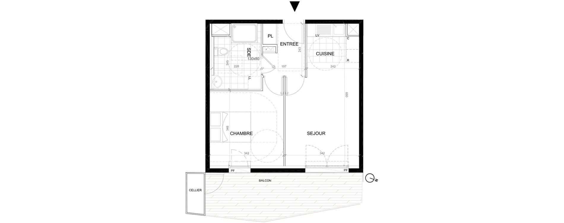 Appartement T2 de 43,37 m2 &agrave; Villepinte La p&eacute;pini&egrave;re