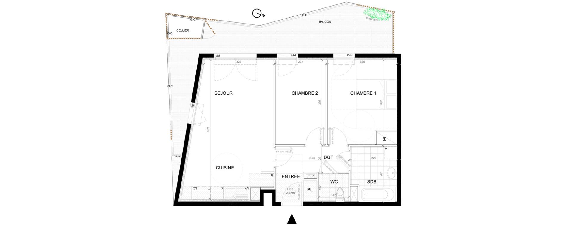 Appartement T3 de 60,15 m2 &agrave; Villepinte La p&eacute;pini&egrave;re