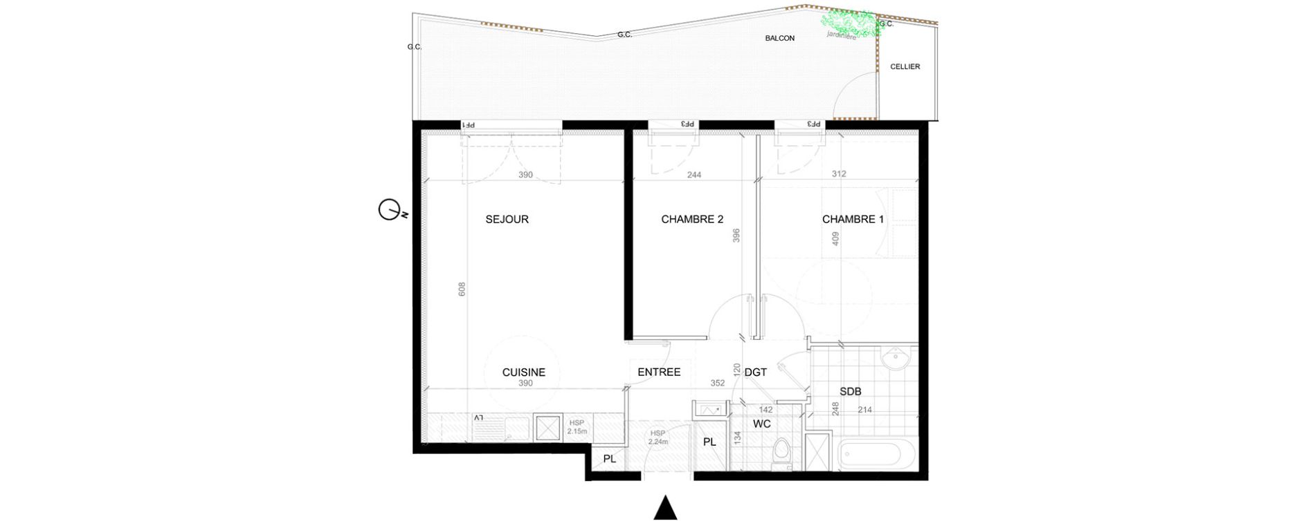 Appartement T3 de 59,71 m2 &agrave; Villepinte La p&eacute;pini&egrave;re