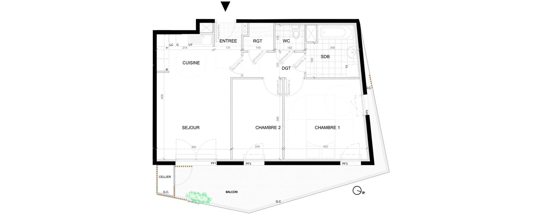 Appartement T3 de 61,21 m2 &agrave; Villepinte La p&eacute;pini&egrave;re