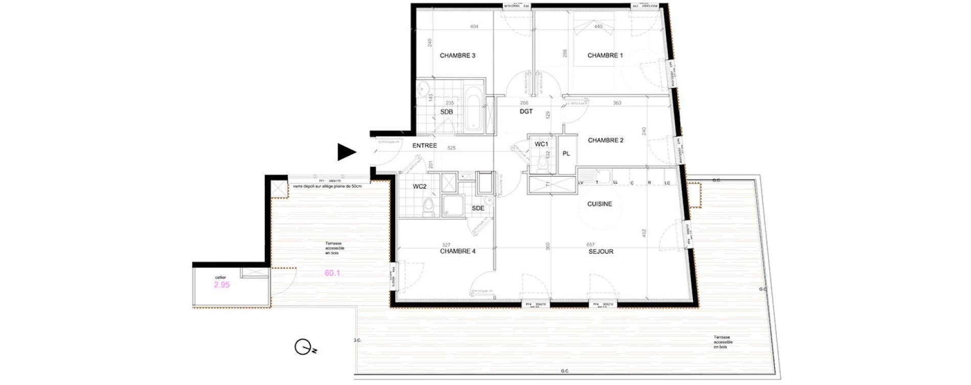 Appartement T5 de 88,14 m2 &agrave; Villepinte La p&eacute;pini&egrave;re