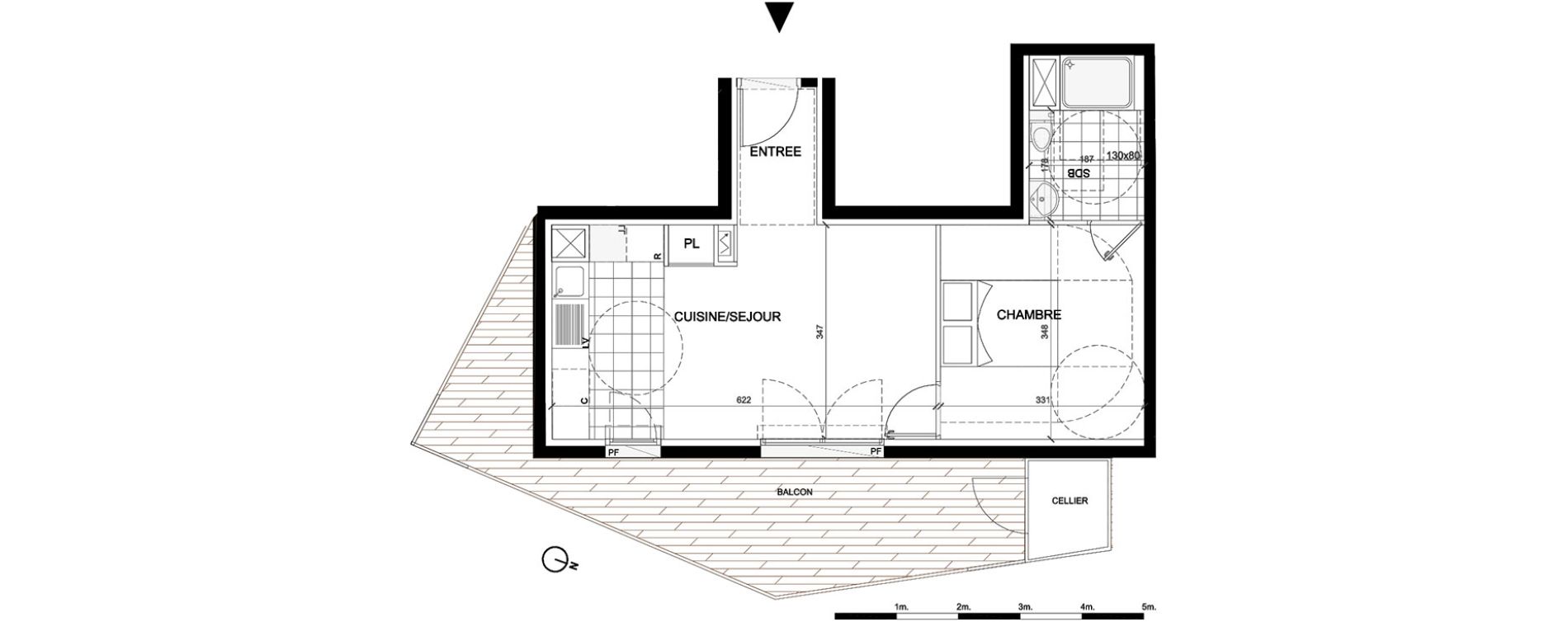 Appartement T2 de 40,45 m2 &agrave; Villepinte La p&eacute;pini&egrave;re