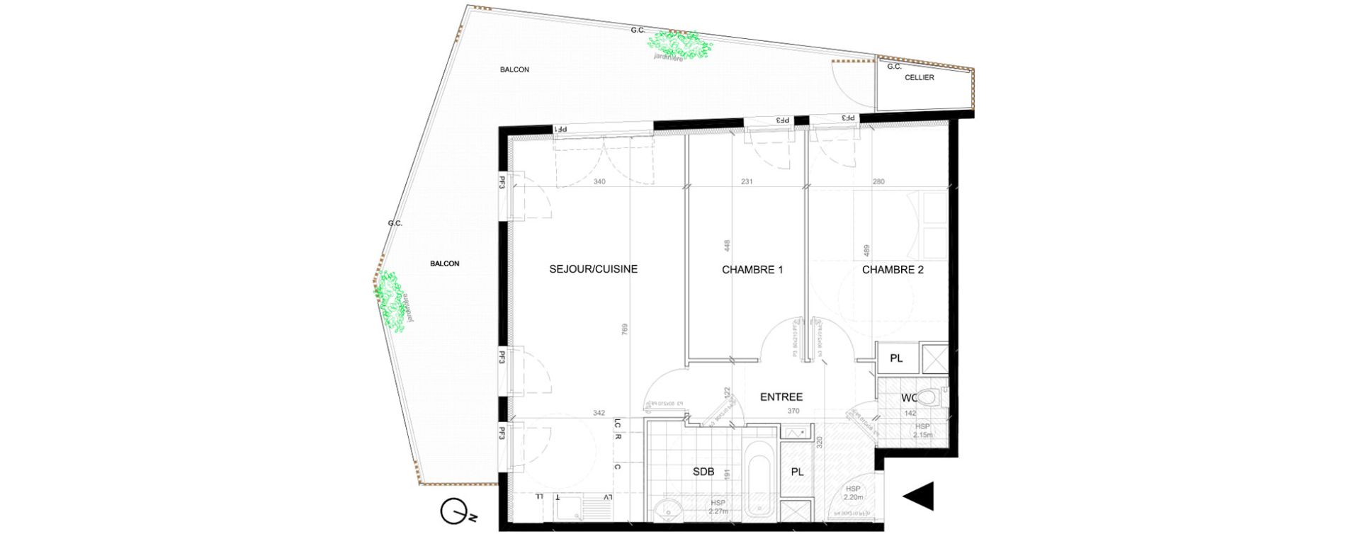Appartement T3 de 62,77 m2 &agrave; Villepinte La p&eacute;pini&egrave;re