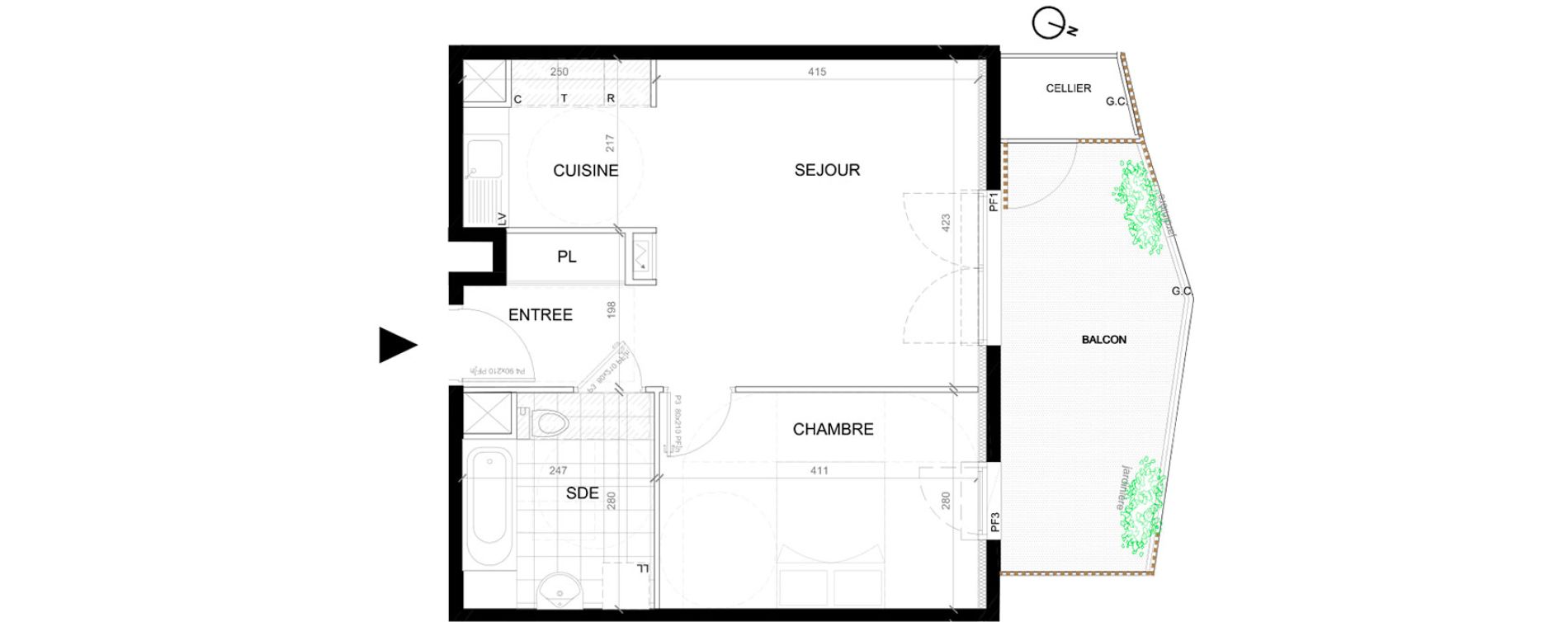 Appartement T2 de 44,77 m2 &agrave; Villepinte La p&eacute;pini&egrave;re