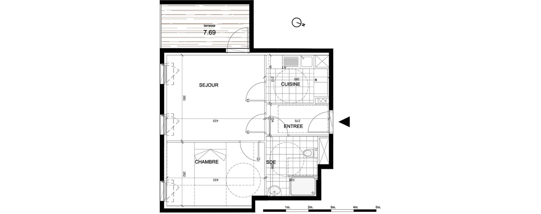 Appartement T2 de 44,03 m2 &agrave; Villepinte La p&eacute;pini&egrave;re