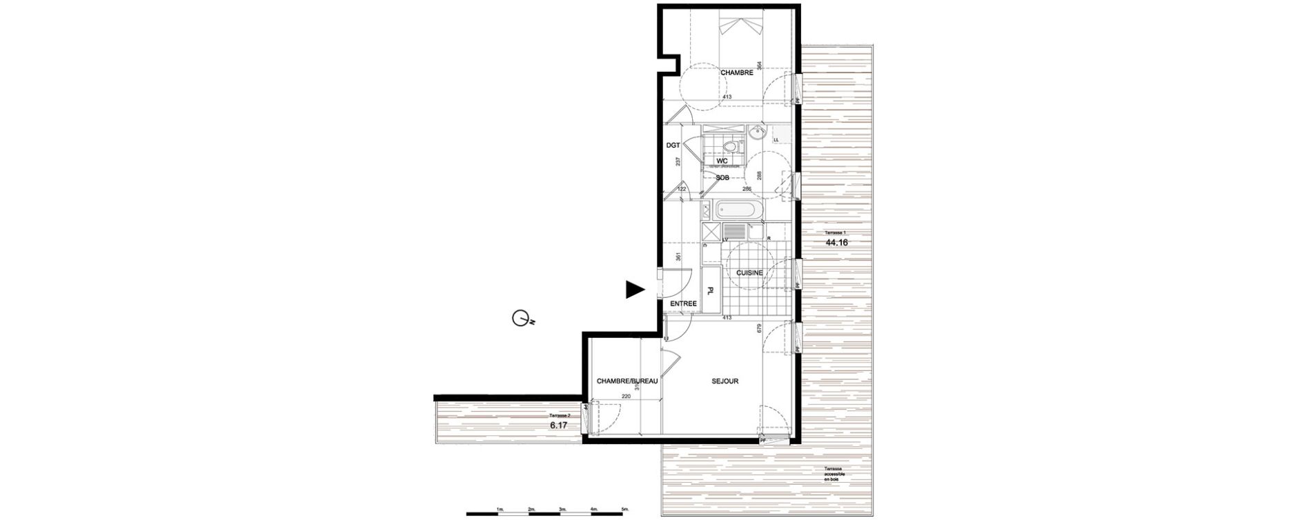 Appartement T3 de 60,92 m2 &agrave; Villepinte La p&eacute;pini&egrave;re