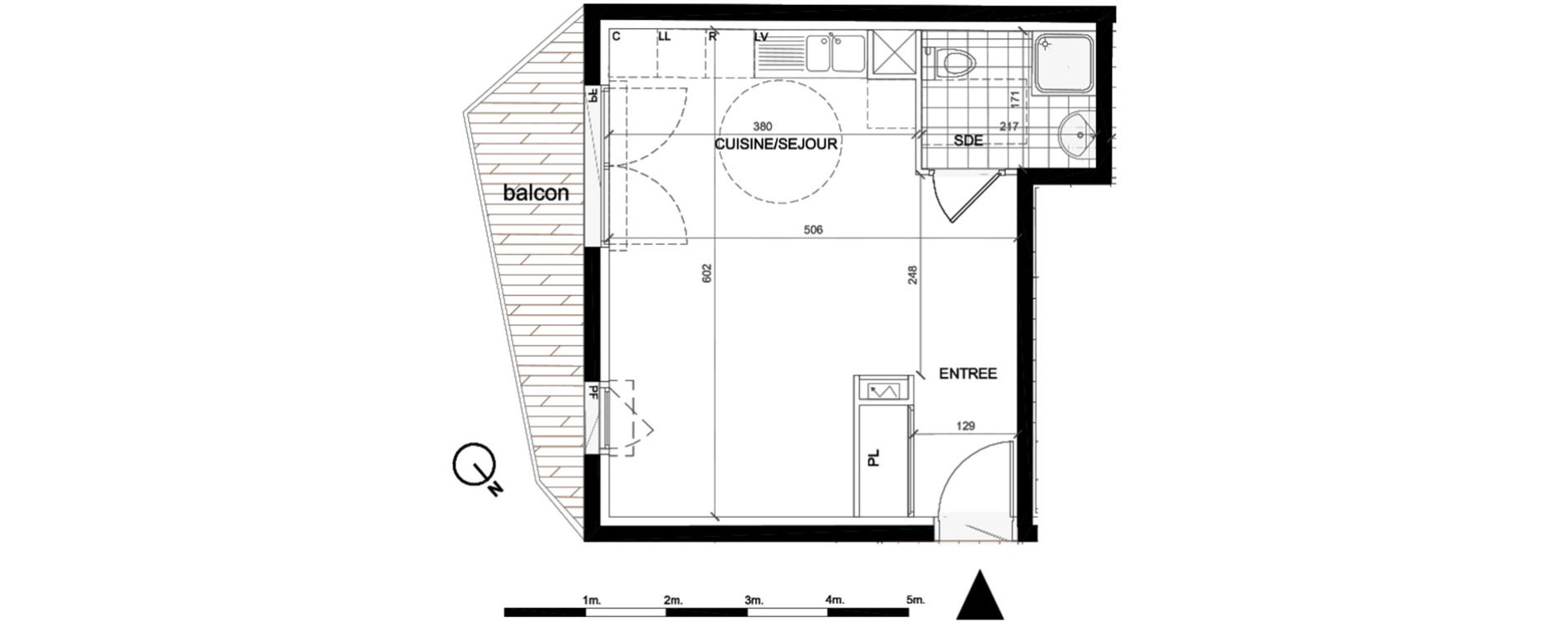Appartement T1 de 31,22 m2 &agrave; Villepinte La p&eacute;pini&egrave;re