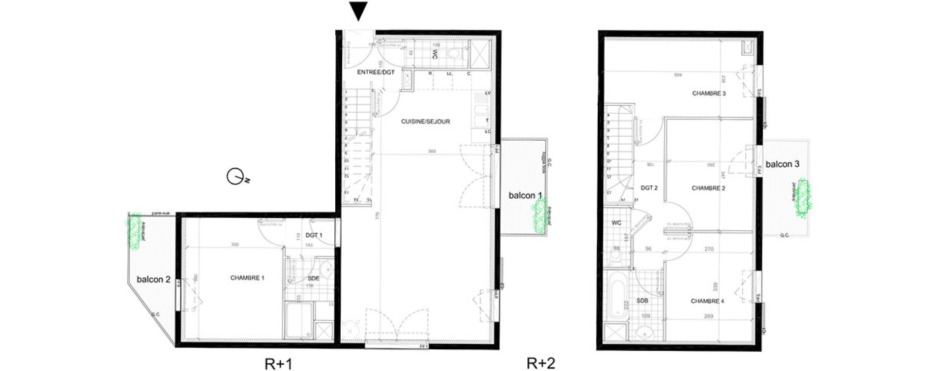 Duplex T5 de 95,69 m2 &agrave; Villepinte La p&eacute;pini&egrave;re