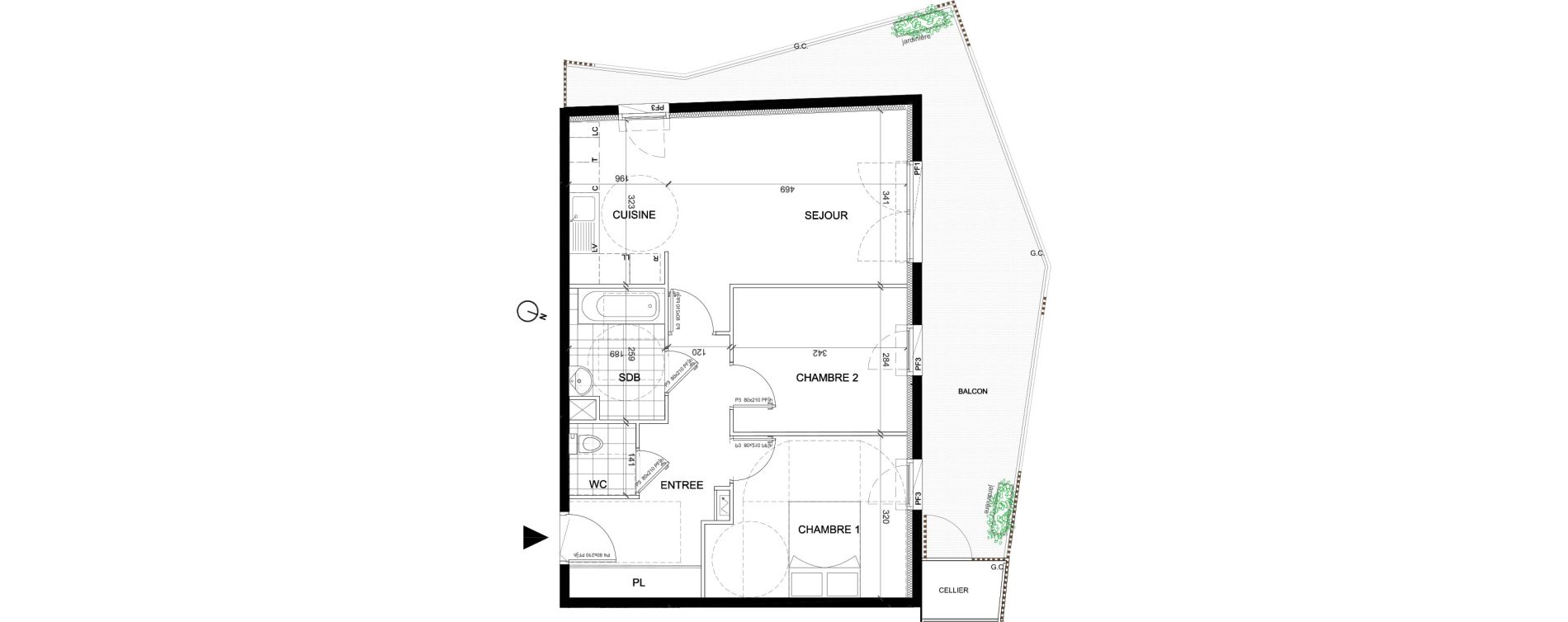Appartement T3 de 60,46 m2 &agrave; Villepinte La p&eacute;pini&egrave;re