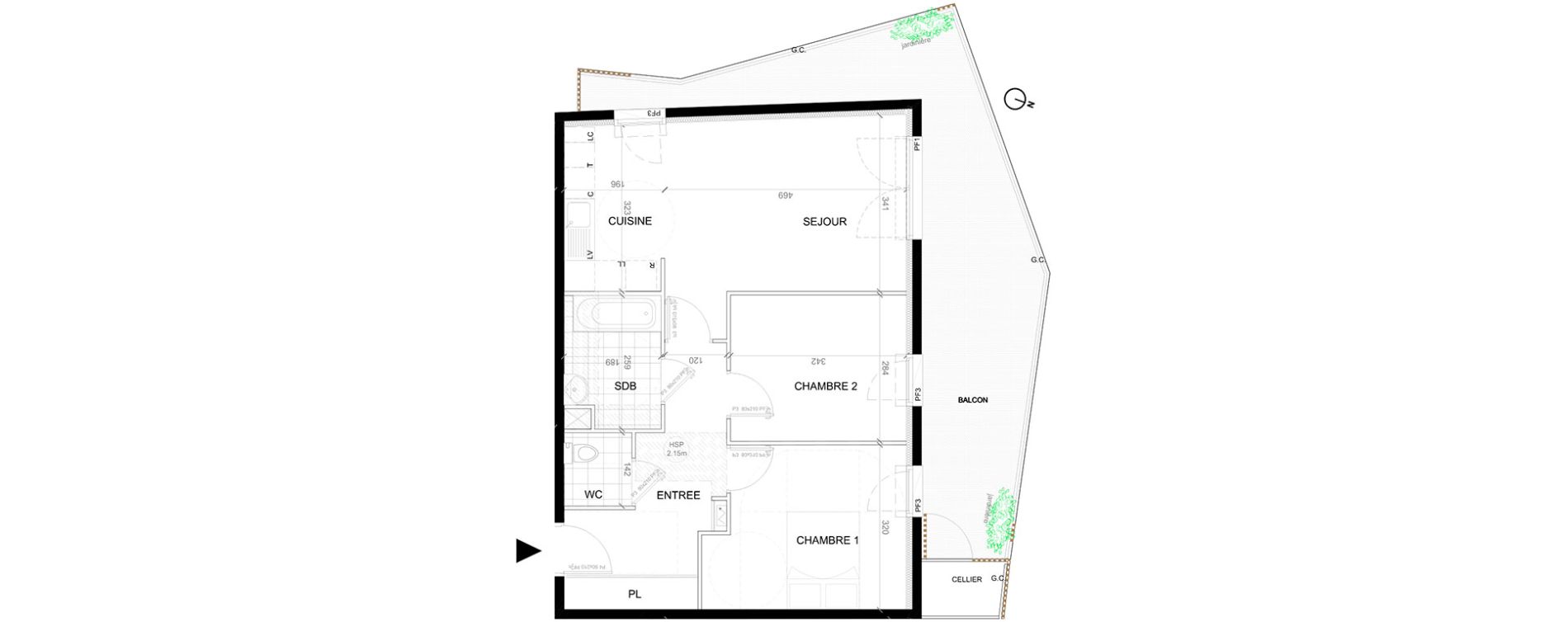 Appartement T3 de 61,13 m2 &agrave; Villepinte La p&eacute;pini&egrave;re