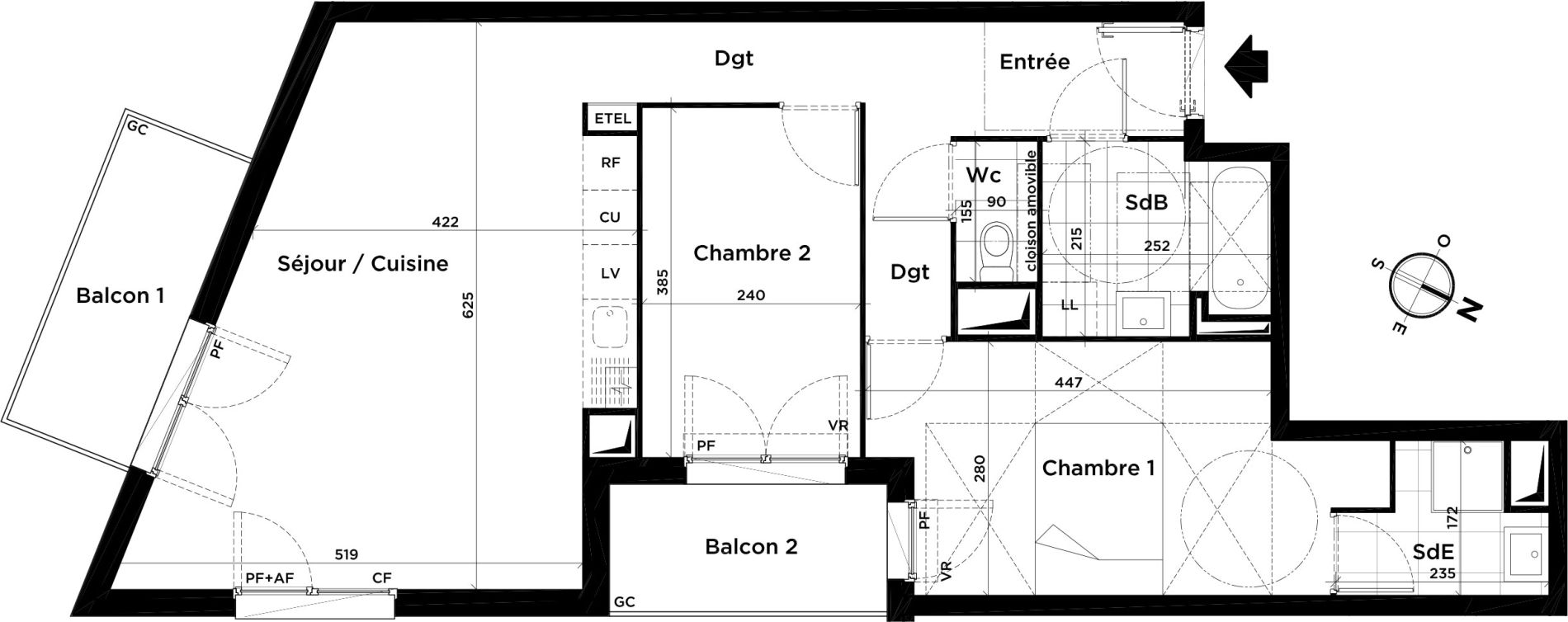Appartement T3 de 67,81 m2 &agrave; Villepinte Centre