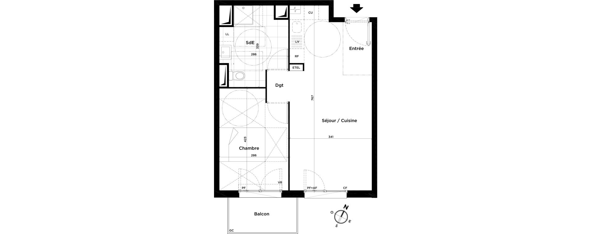 Appartement T2 de 45,20 m2 &agrave; Villepinte Centre