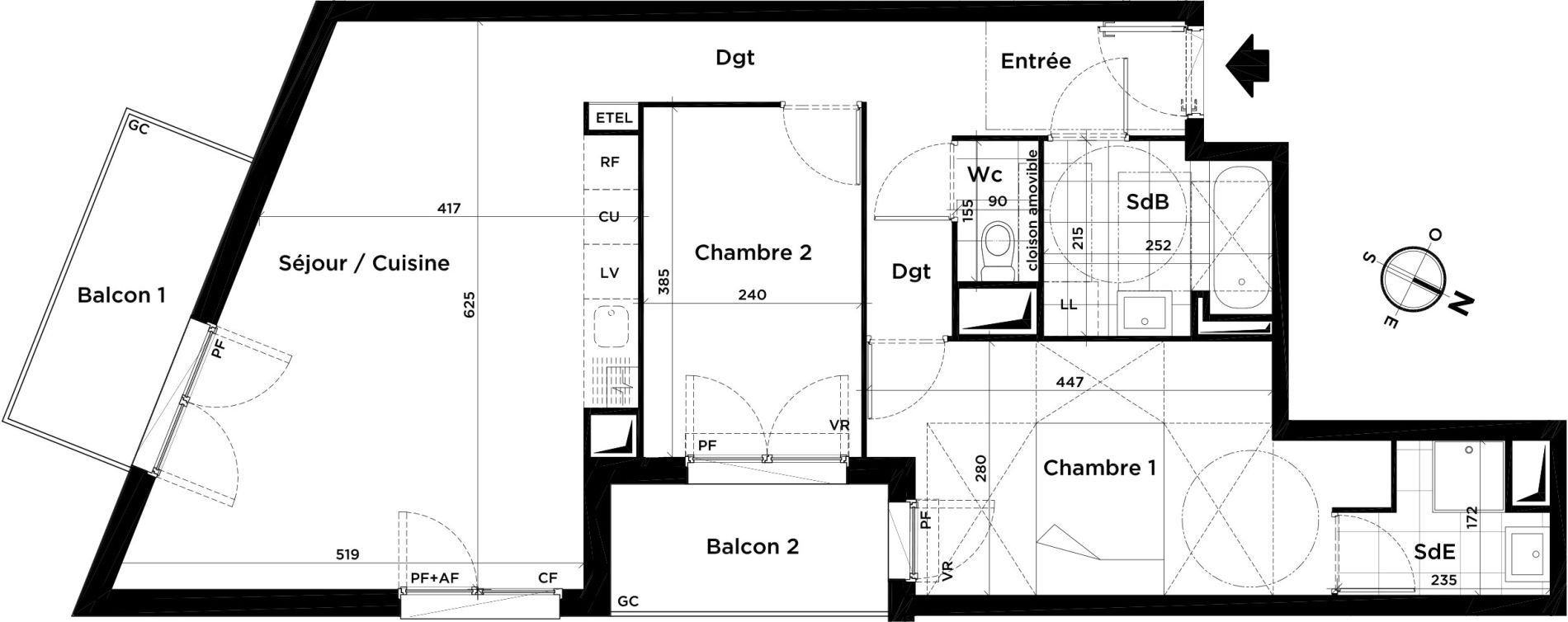Appartement T3 de 67,81 m2 &agrave; Villepinte Centre