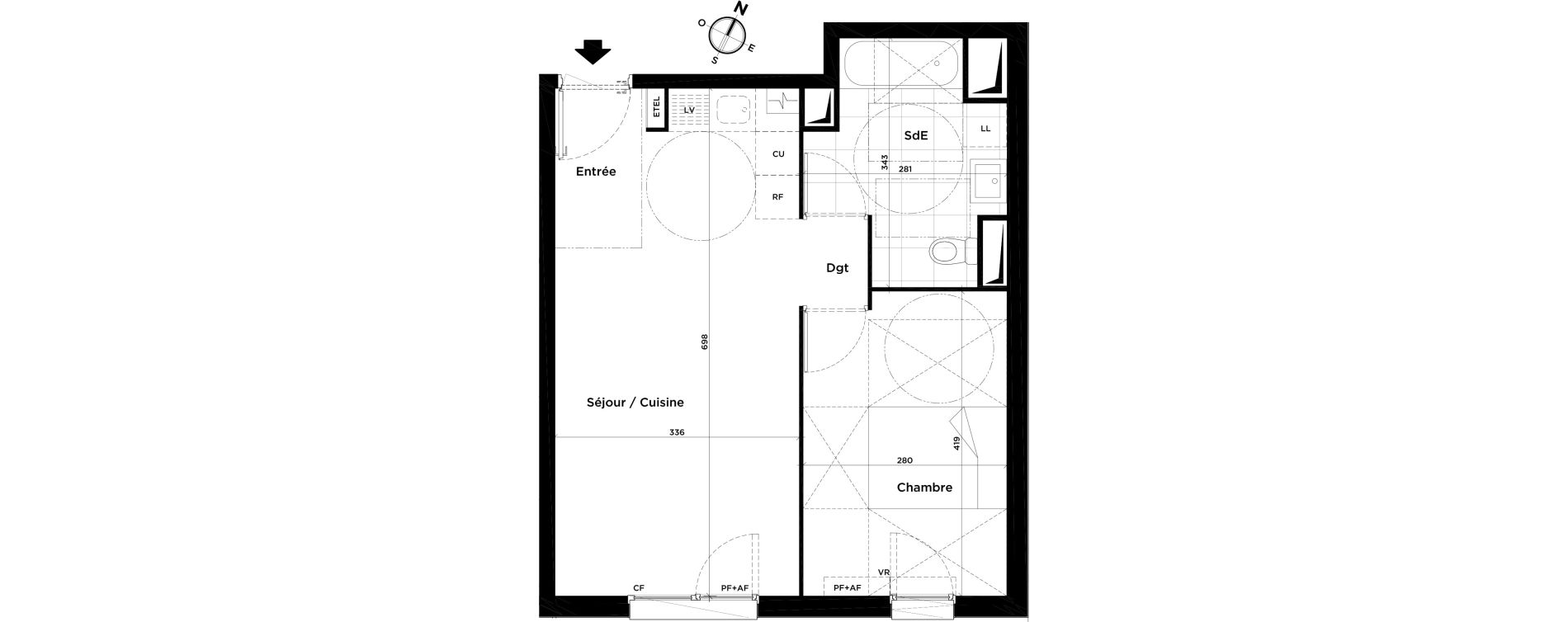 Appartement T2 de 43,09 m2 &agrave; Villepinte Centre