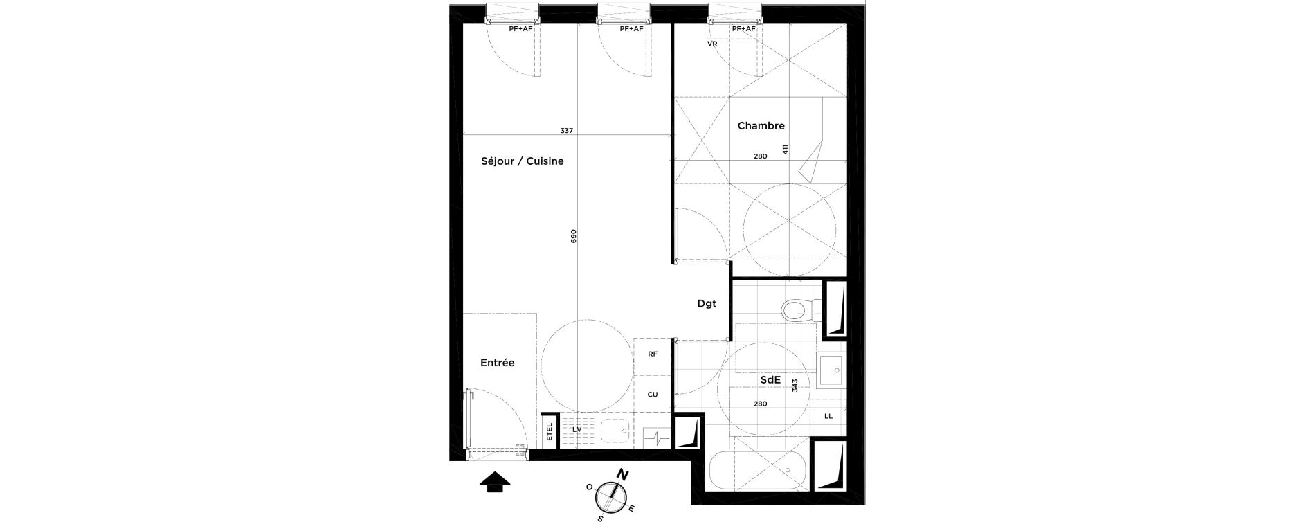 Appartement T2 de 42,59 m2 &agrave; Villepinte Centre