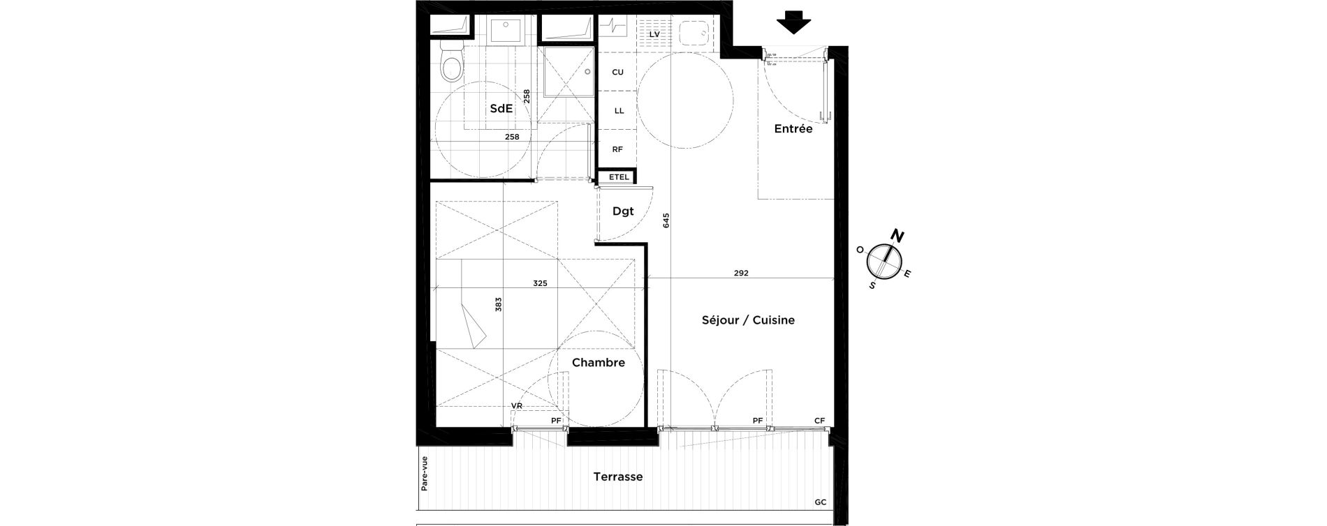 Appartement T2 de 37,79 m2 &agrave; Villepinte Centre