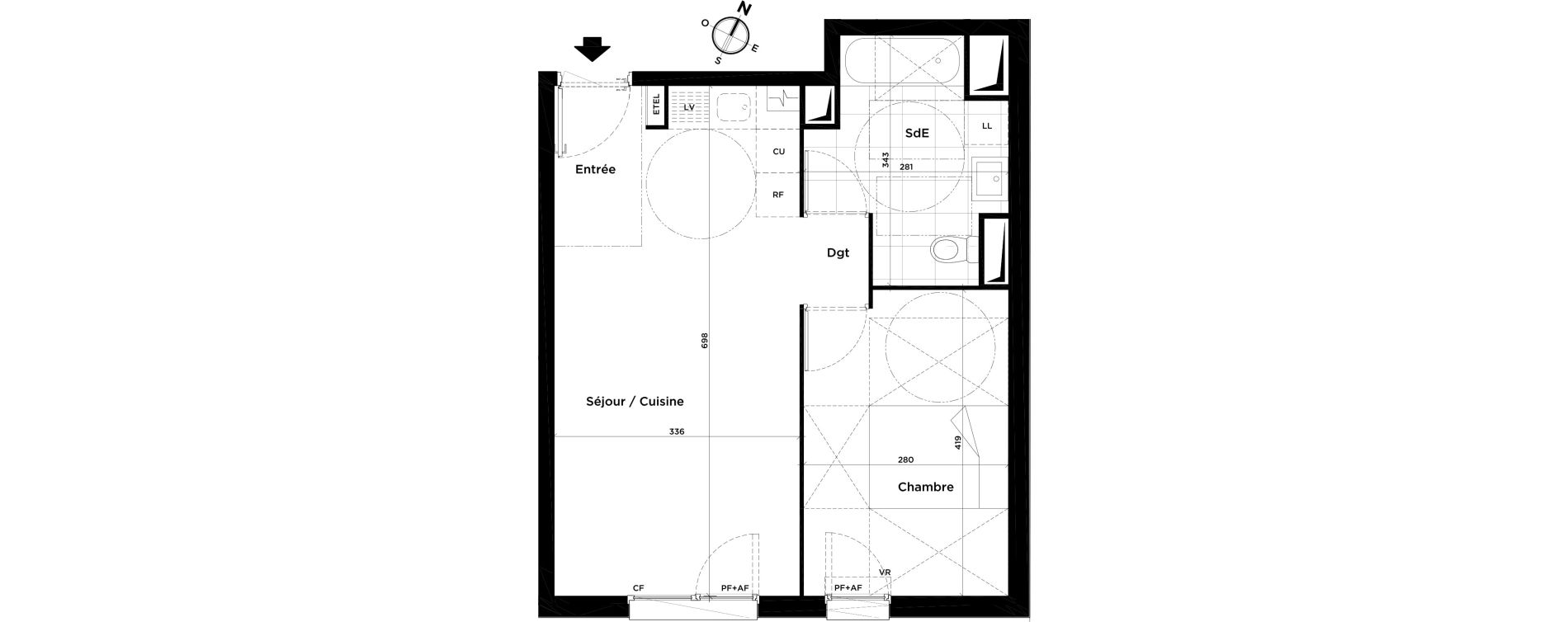 Appartement T2 de 43,09 m2 &agrave; Villepinte Centre