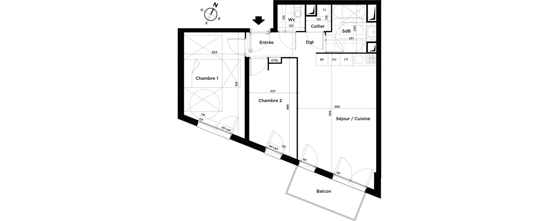 Appartement T3 de 61,01 m2 &agrave; Villepinte Centre