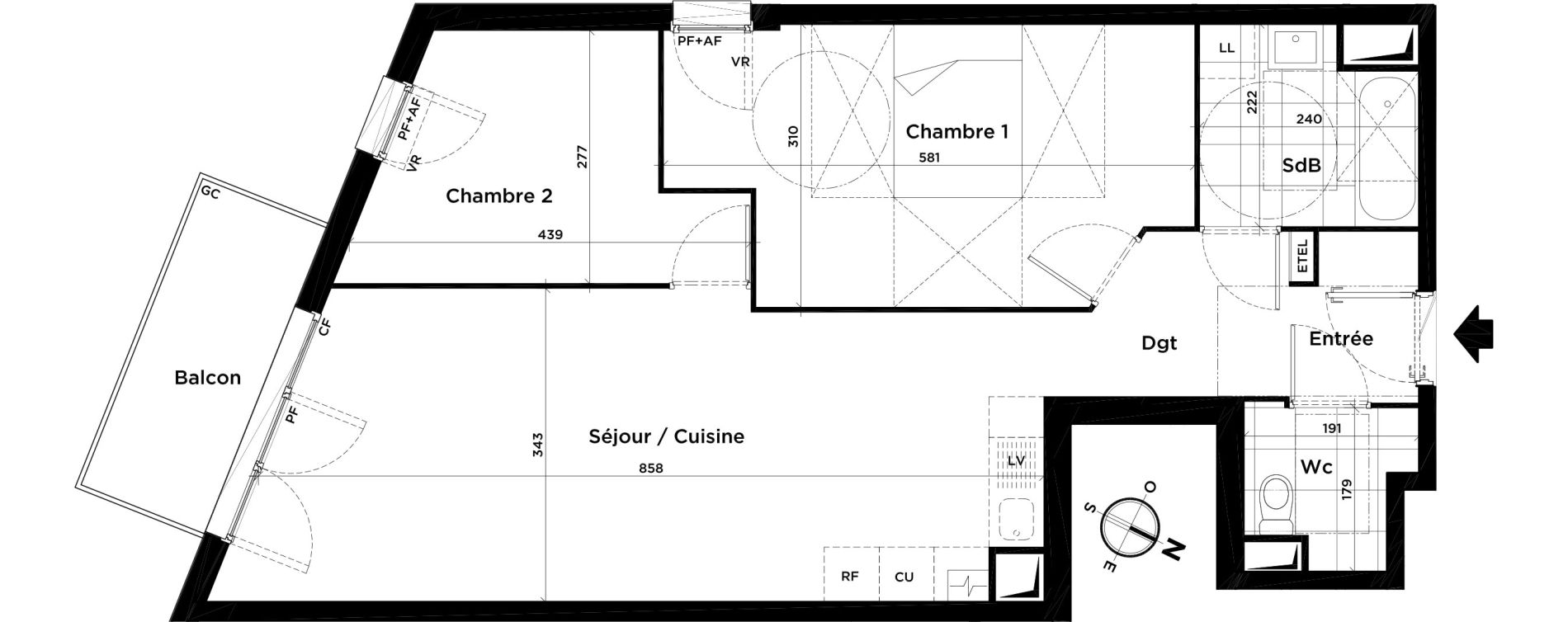Appartement T3 de 67,27 m2 &agrave; Villepinte Centre