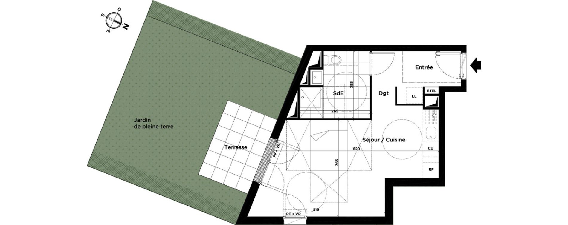 Appartement T1 de 33,73 m2 &agrave; Villepinte Centre