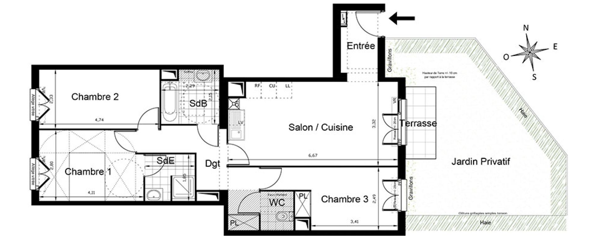 Appartement T4 de 77,47 m2 &agrave; Villepinte Centre