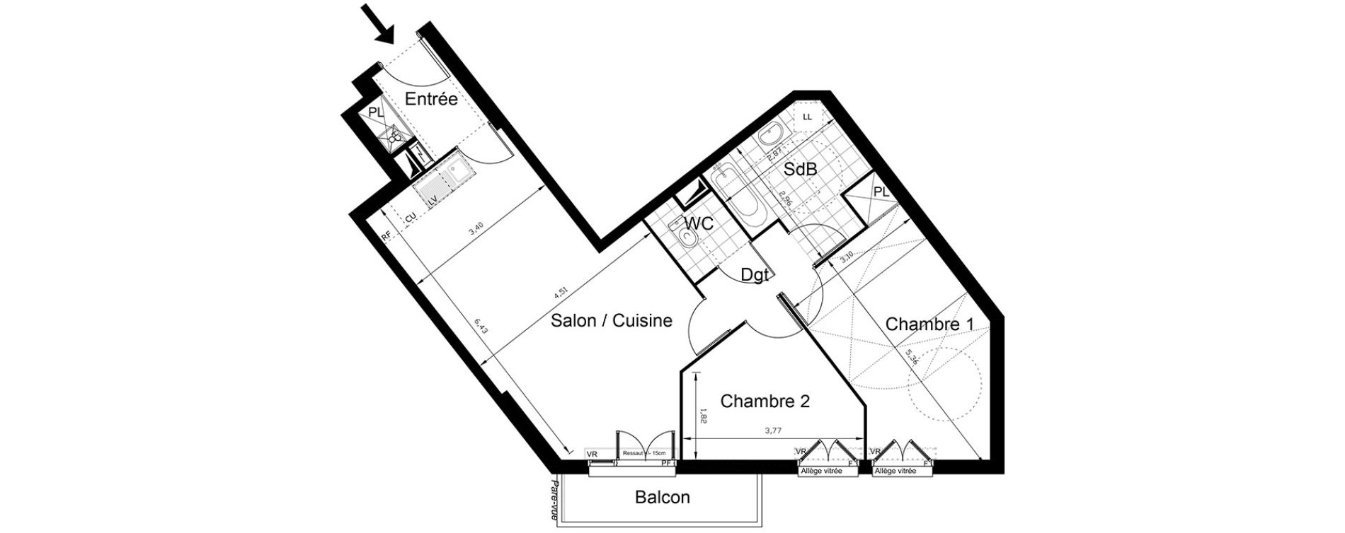 Appartement T3 de 67,94 m2 &agrave; Villepinte Centre