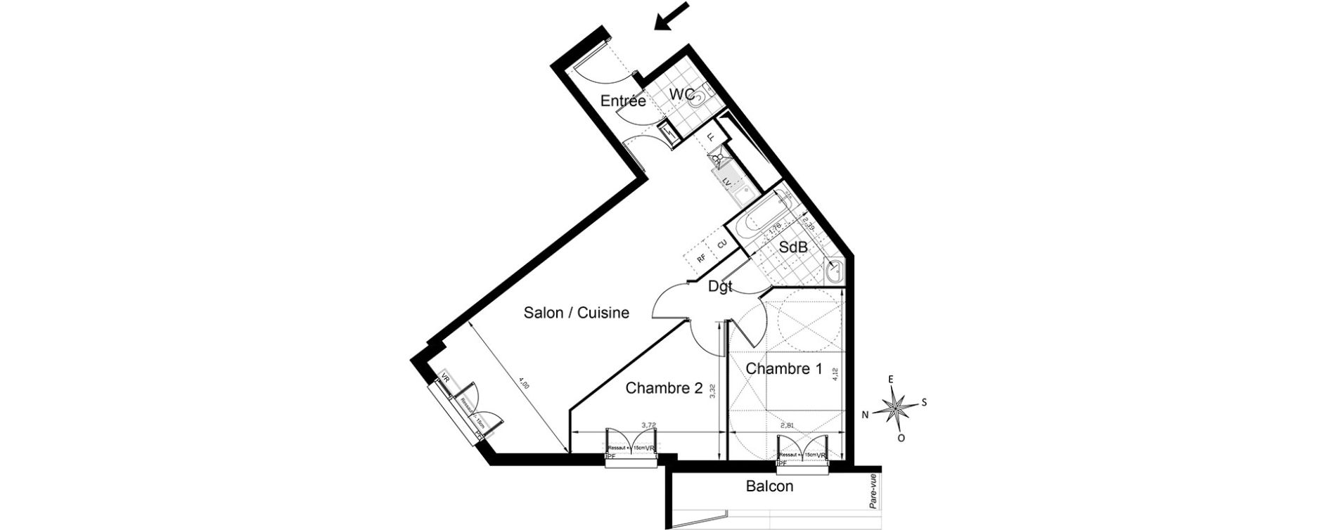 Appartement T3 de 57,70 m2 &agrave; Villepinte Centre